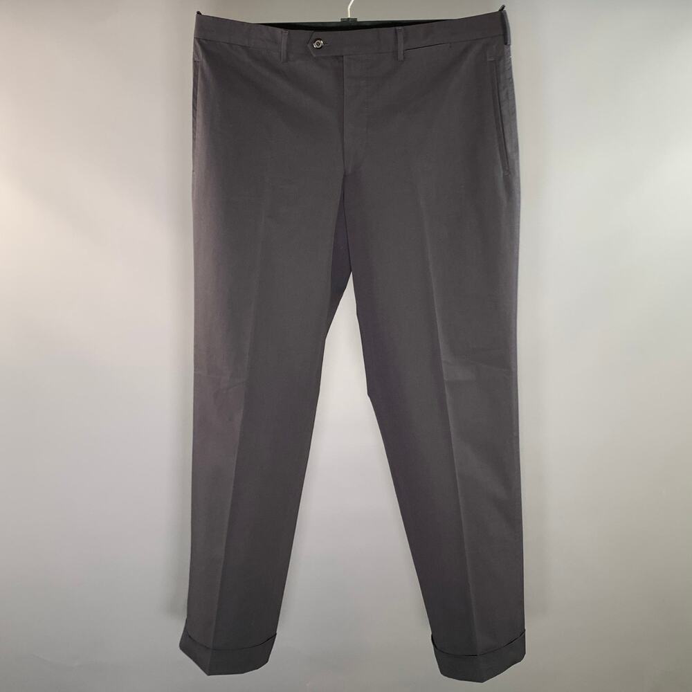PRADA Size 40 Dark Grey Polyester Cotton Flat Front Dress Pants